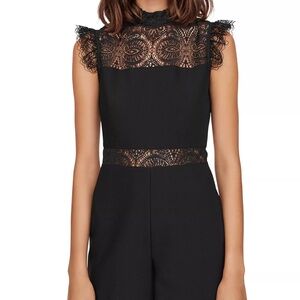 Maje Woman’s Black Izona Lace Detail Romper Accents Size 36/US 4